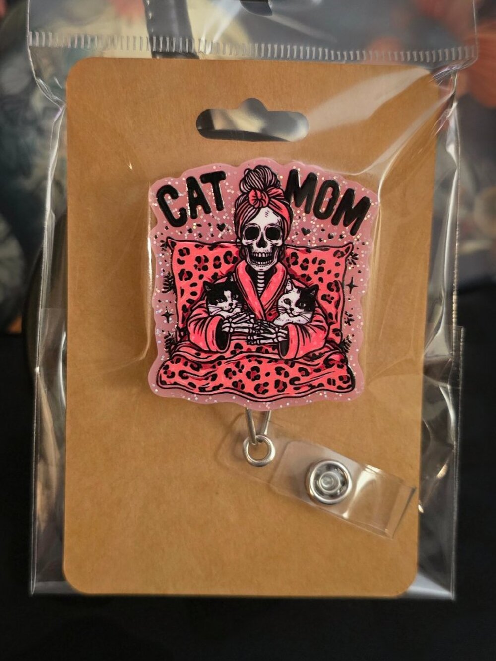 Cat Mom Novelty Acrylic Badge Reel ID Holder